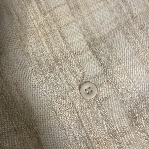 MAVEN WEST off the shoulder casual cream plaid dress / ruffle / button front Med - Picture 15 of 16